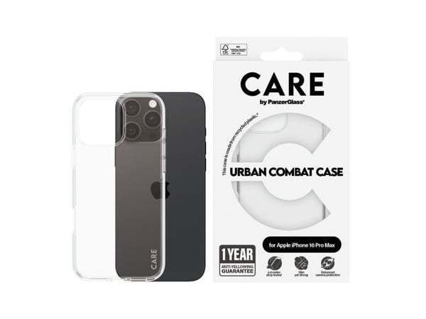 CARE by PanzerGlass Urban Combat - Baksidedeksel for mobiltelefon - med klar ramme - oleofobisk belegg, termoplast-polyuretan (TPU), polykarbonat (...