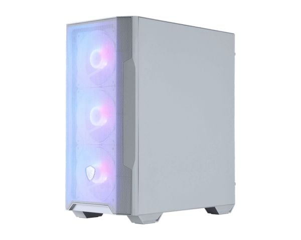 MSI MAG FORGE M100R - microATX-tårn gaming - sidepanel med vindu (herdet glass) - ingen strømforsyning (ATX) - hvit - USB/lyd
