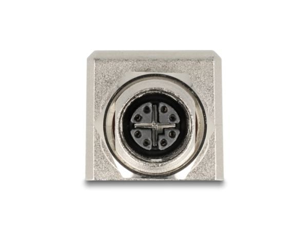 Delock - Nettverksadapter - 8 pin M12-X (hunn) til RJ-45 (hunn) vinklet - STP - CAT 6a - svart/sølv