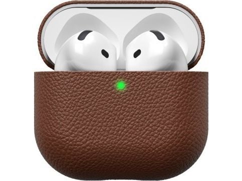 KeyBudz Artisan Series Leather Case - beskyttende lærveske for AirPods 4. generasjon (naturbrun)