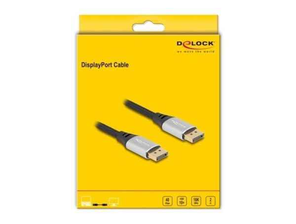 Delock - DisplayPort-kabel - DisplayPort (hann) til DisplayPort (hann) - DisplayPort 2.1 - 2 m - up to 40 Gbps data transfer rate, gullbelagte kont...
