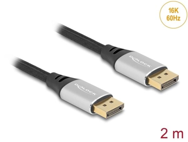Delock - DisplayPort-kabel - DisplayPort (hann) til DisplayPort (hann) - DisplayPort 2.1 - 2 m - up to 40 Gbps data transfer rate, gullbelagte kont...