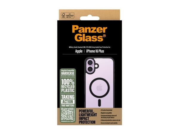 PanzerGlass ® HardCase Transparent w. Black MagSafe & Frame iPhone 16 Plus, Suojus, Apple, Apple - iPhone 16 Plus, musta