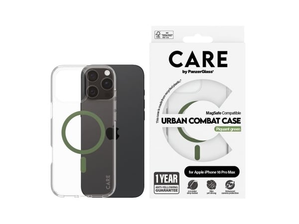 CARE by PanzerGlass Urban Combat - Baksidedeksel for mobiltelefon - MagSafe-samsvar - oleofobisk belegg, termoplast-polyuretan (TPU), polykarbonat ...