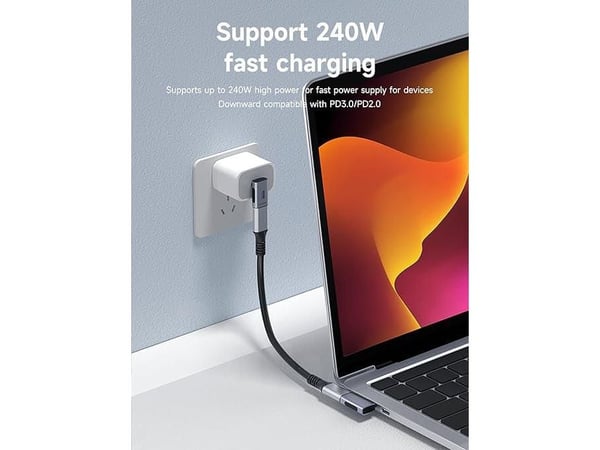 MicroConnect - USB-adapter - USB-C (hann) vinklet til USB-C (hunn) rett - USB4 Gen3x2 - up to 40 Gbps data transfer rate, USB Power Delivery (240 W...