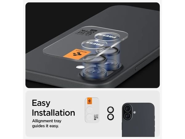 Spigen Glas.tR EZ Fit Optik Pro, Apple, iPhone 16 Plus / iPhone 16, Ripebestandig, Gjennomsiktig, 2 stykker
