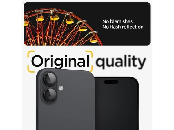 Spigen Glas.tR EZ Fit Optik Pro, Apple, iPhone 16 Plus / iPhone 16, Ripebestandig, Gjennomsiktig, 2 stykker