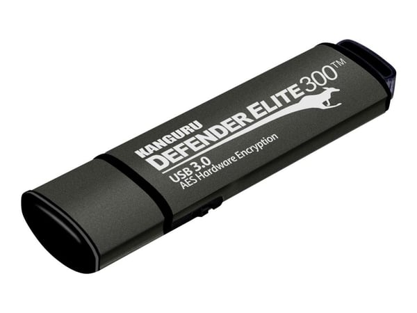 Kanguru Encrypted Defender Elite300 - USB-flashstasjon - kryptert - FIPS 140-2 Level 2 - 64 GB - USB 3.2 Gen 1 - svart - TAA-samsvar