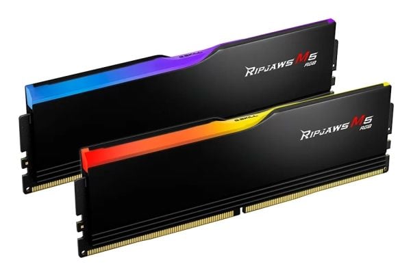 G.Skill Ripjaws M5 RGB - DDR5 - sett - 96 GB: 2 x 48 GB - DIMM 288-pin - 5200 MT/s / PC5-41600 - CL40 - 1.10 V - ikke-bufret - on-die ECC - matt svart