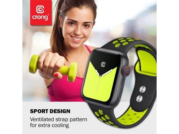 Crong Duo Sport - Apple Watch-bånd 38/40/41 mm (svart/lime)