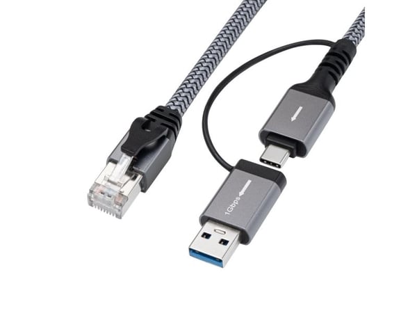 MicroConnect - Nettverkskabel - RJ-45 (hann) til USB-type A, 24 pin USB-C - 1 m - FTP - CAT 6 - USB 3.0 - svart