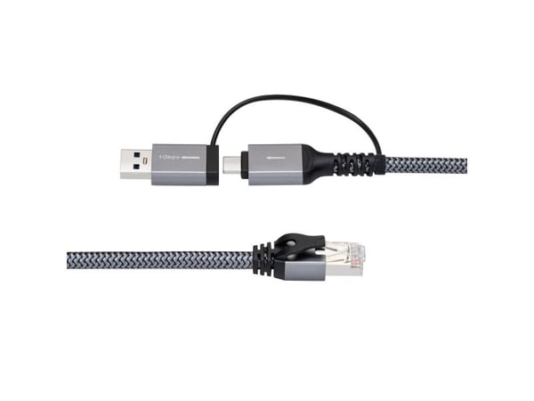 MicroConnect - Nettverkskabel - RJ-45 (hann) til USB-type A, 24 pin USB-C - 2 m - FTP - CAT 6 - USB 3.0 - svart