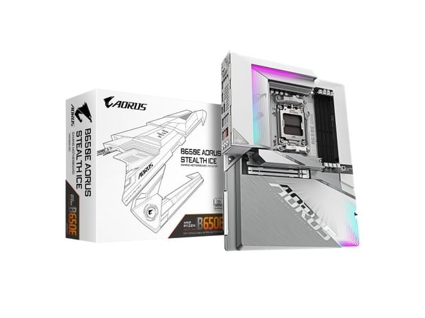 AORUS B650E STEALTH ICE - Hovedkort - ATX - Socket AM5 - AMD B650 Chipset - USB-C 3.2 Gen2, USB 3.2 Gen 2, USB 3.2 Gen 1, USB-C 3.2 Gen 2x2 - 2.5 G...