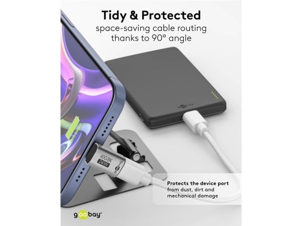 USB-C™-sovitin pystysuora 90° lyhyt, USB4™