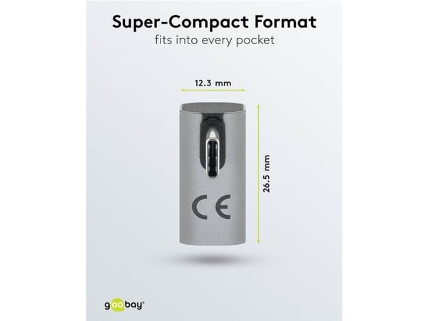 USB-C™-sovitin pystysuora 90° pitkä, USB4™