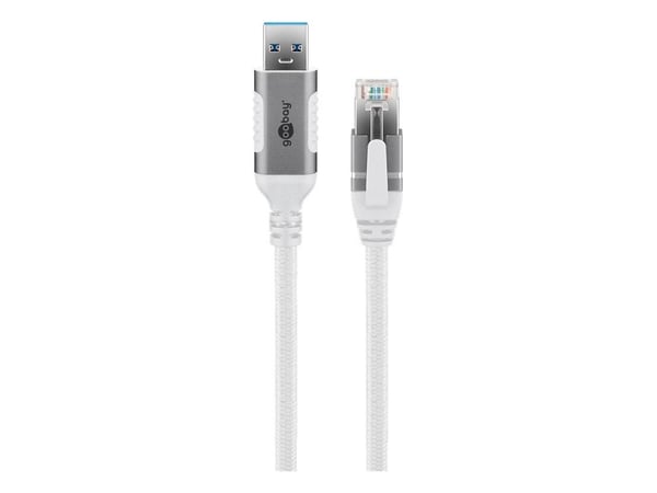 Goobay 74163, 10 m, Cat6, F/UTP (FTP), USB A, RJ-45, Valkoinen