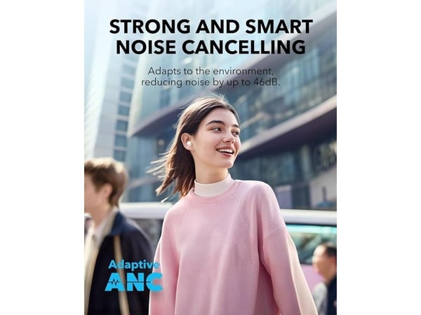 Soundcore A30i - True wireless-hodetelefoner med mikrofon - i øret - Bluetooth - aktiv støydemping - hvit