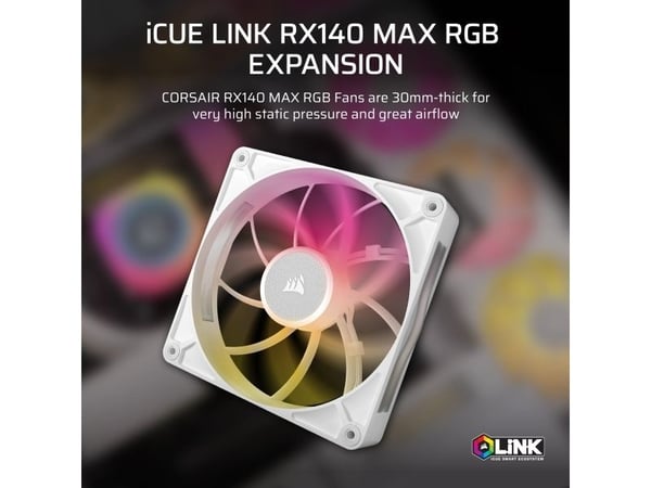 CORSAIR iCUE Link RX140 MAX RGB Expansion - Kabinettvifte - 140 mm - hvit
