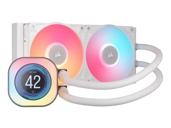 Corsair iCUE LINK TITAN 240 RX LCD, All-in-one-nesteenjäähdytin, 12 cm, 300 RPM, 2100 RPM, Valkoinen