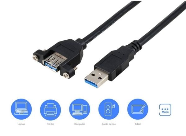 Renkforce RF-5720388, 1 m, USB A, USB A, USB 3.2 Gen 1 (3.1 Gen 1), 5 Gbit/sek., Sort
