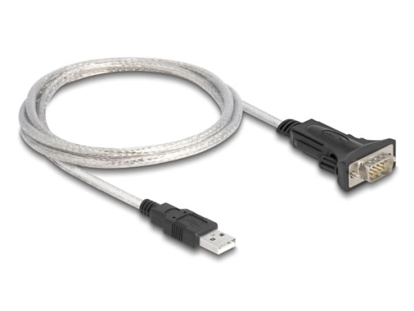 DeLOCK 64268, musta, Läpinäkyvä, 1 m, USB A-tyyppi, DB-9, Uros, Uros/naaras