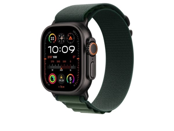Apple - Sløyfe for smart armbåndsur - 49 mm, svart titanfinish - Liten størrelse - mørk grønn