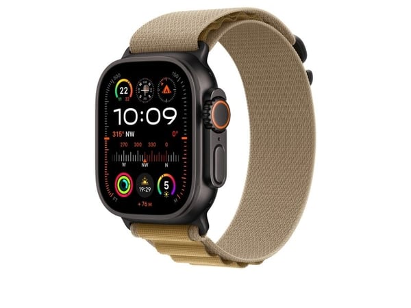 Apple - Sløyfe for smart armbåndsur - 49 mm, svart titanfinish - Medium størrelse - gyllenbrun
