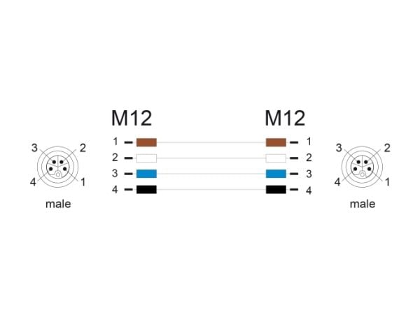 Delock M12-kaapeli L-koodattu 4-nastainen uros uros PUR-vetoketjuyhteensopiva 2 m musta