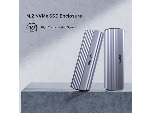 Unitek Bay Unitek M.2 PCIe NVMe-stasjonskabinett, USB-C 10 Gbps, aluminium