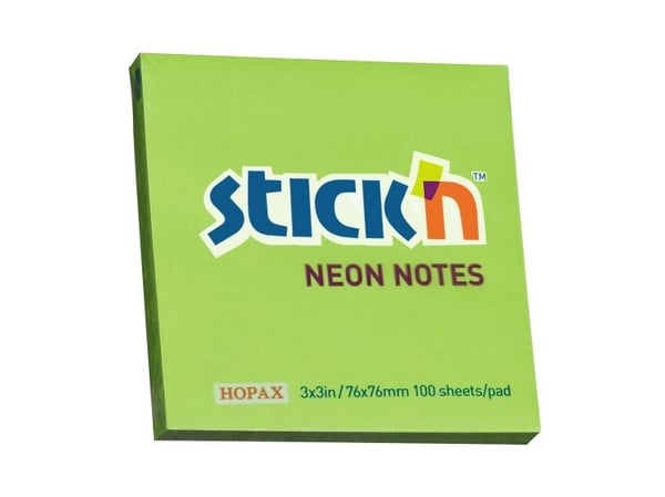 Muistilappu 76x76 100 arkkia Neonvihreä - (12 kpl)