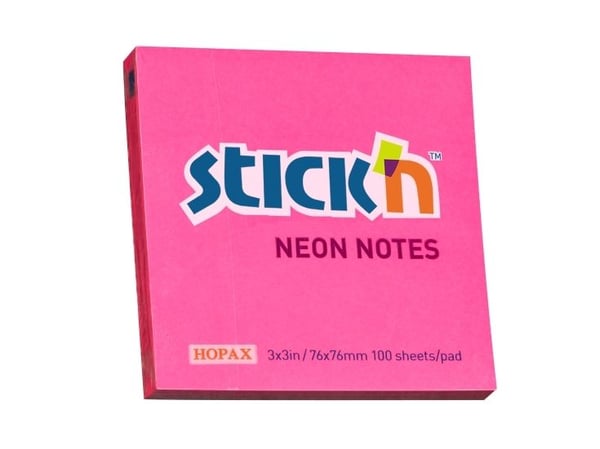Notesblok 76x76 100 Blad Neon Rød - (12 stk.)