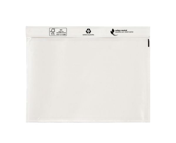 Følgeseddellommer, C5, 240 x 185 mm transparent, Uden tryk, LD-PE karton a 500 stk