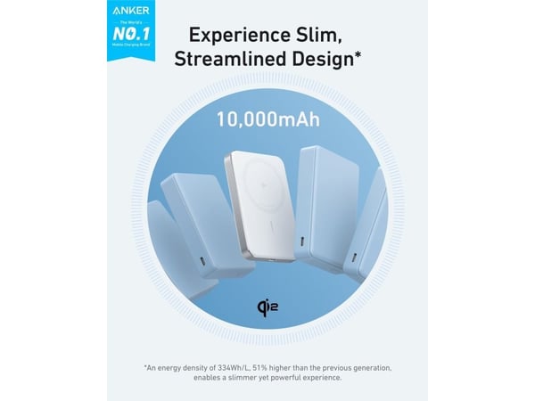 Anker MagGo - Trådløs nødlader - 10000 mAh - 30 watt - PD (USB-C) - på kabel: USB-C - hvit