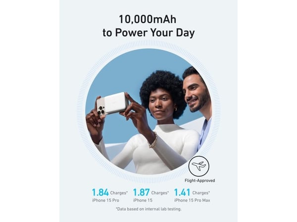 Anker MagGo - Trådløs nødlader - 10000 mAh - 30 watt - PD (USB-C) - på kabel: USB-C - hvit