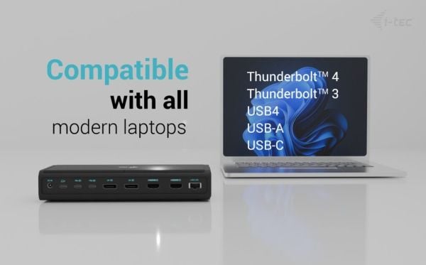 i-Tec - Dokkingstasjon - USB-C / USB4 / Thunderbolt 3 / Thunderbolt 4 - 2 x HDMI, 2 x DP, 2 x USB-C - 1GbE, 2.5GbE - 240 watt - Europa