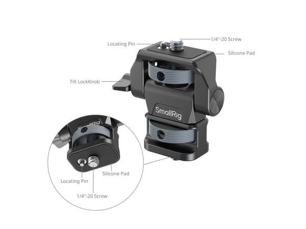 SmallRig 4886, Skjermmontering, Sort, Aluminium, Silikon, Rustfritt stål, 1/4-20", 360°, 62,6 mm
