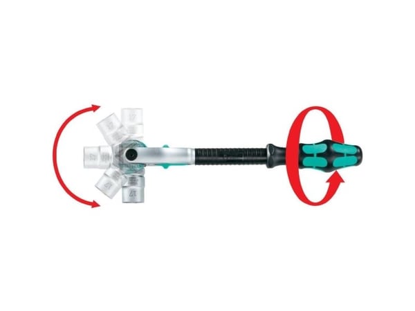 Wera 8000 B, Hylsyavain, 1 kpl, Musta, Vihreä, Hylsyavaimen kahva, 1 kpl, 3/8"