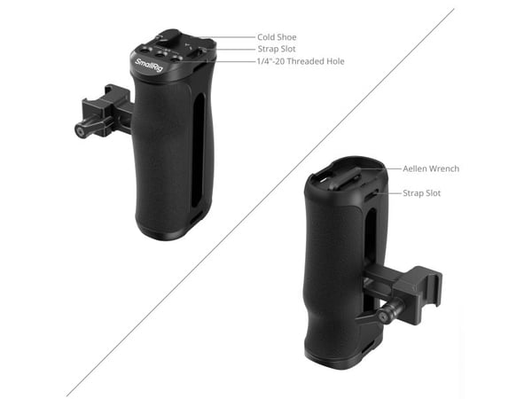 SmallRig 4840, Handgrepp för digitalkamera, Svart, Gjuten aluminium, Silikon, 68 mm, 53,8 mm, 105,5 mm