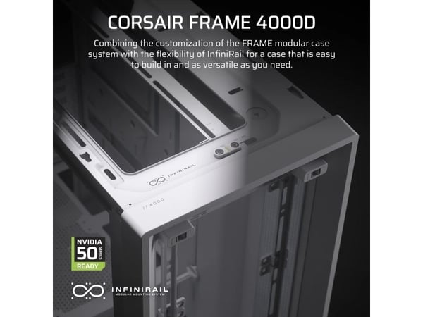 CORSAIR FRAME 4000D - Midi-tårn gaming - utvidet ATX (E-ATX) - sidepanel med vindu (herdet glass) - ingen strømforsyning (ATX) - hvit - USB/lyd