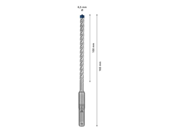 Bosch SDS plus-7X, Rotasjons hammer, 6,5 mm, 165 mm, Murstein, Betong, Hård Betong, Naturstein, Sandsten, Stein, 10 cm, SDS Plus