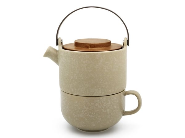 Bredemeijer Umea, Enkel tekanne, 500 ml, Grå, Steintøy, Infusjonsfilter, Rustfritt stål