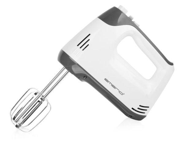 Emerio HM-130365, Handmixer, Grå, Vit, Vispning, Knådning, 1,4 m, Knappar, Handtag, Rostfritt stål
