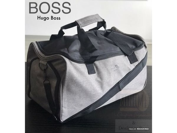 Hugo Boss sportsbag i polyester, grå, for menn