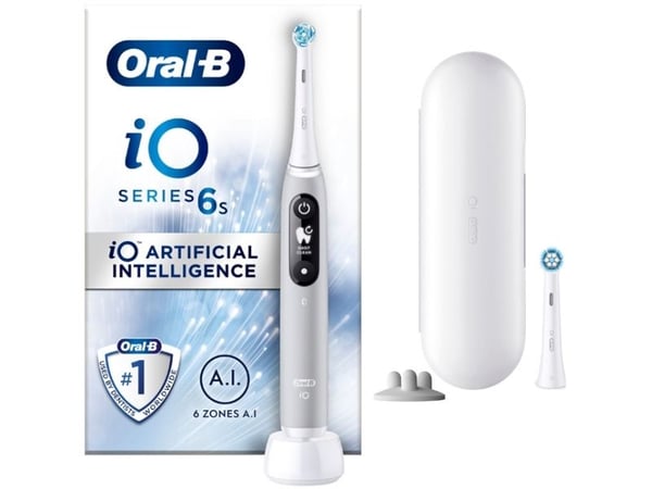 Oral-B iO 6S, Aikuinen, Värisevä hammasharja, Päivittäinen käyttö, Syväpuhdistus, Ienhoito, Herkkä, Valkaisu, Harmaa, Valkoinen, 2 min, Harmaa, Val...