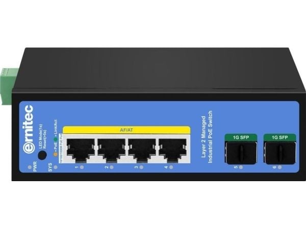 Switch Ernitec 4-port 1000 Mbps Industrial