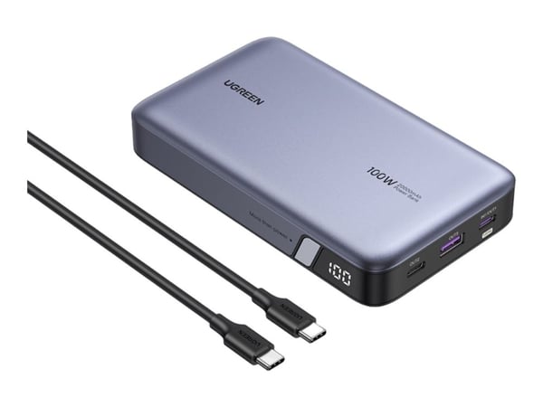 Ugreen Nexode - Strømbank - 20000 mAh - 72 Wh - 100 watt - 6 A - PD 3.0, PD 2.0, QC 3.0, QC 2.0, Apple 2.4A, USB BC 1.2 - 3 utgangskontakter (USB, ...