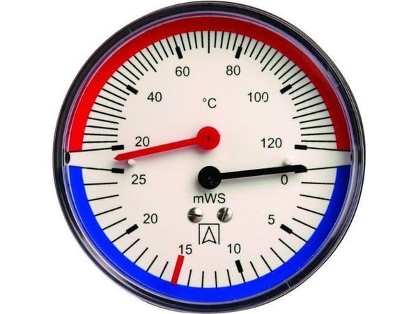 Afriso Termohydrometer TH 80, fi80 mm, 0÷40 mH2O, 20÷120°C, G1/4, kl. 2,5A