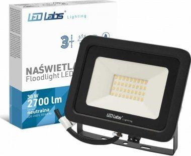 LED Floodlight FLOMLYST 30W 2550lm 4000K IP65 nøytral hvit NW sort 3 års garanti LED LabsFAROFORM