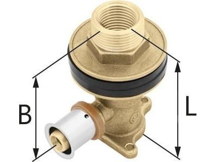 KAN-therm veggbend innvendig med ører for tørr montering ultraPRESS - 16 Rp1/2 L=78 mm KAN-THERM
