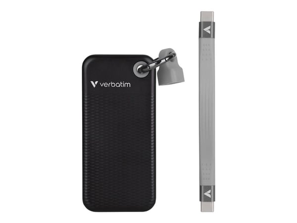 Verbatim Pocket - SSD - 2 TB - nøkkelring med kabelfestet - ekstern (bærbar) - M.2 - USB 3.2 Gen 2 (USB-C kontakt) - svart/grå